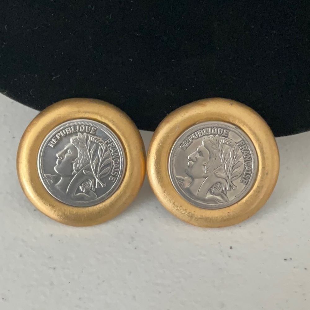 Vintage Graziano Gold-Tone Coin Earrings